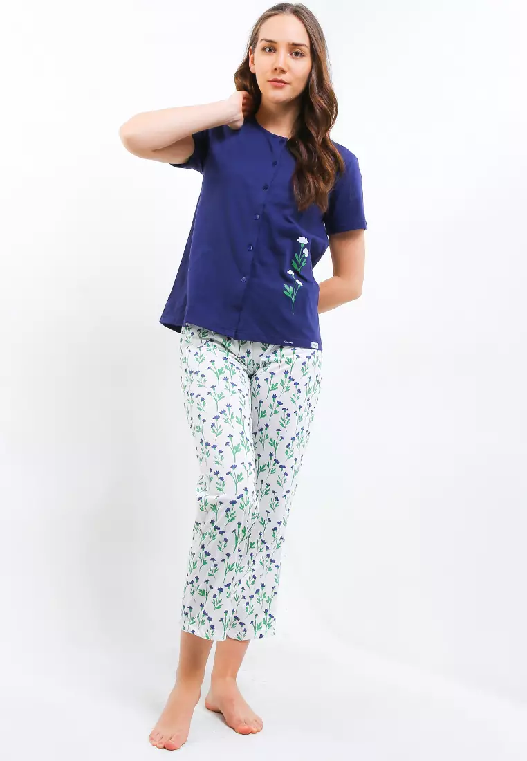 Pyjama Baju Tidur Short Sleeve Long Pants Sleepwear