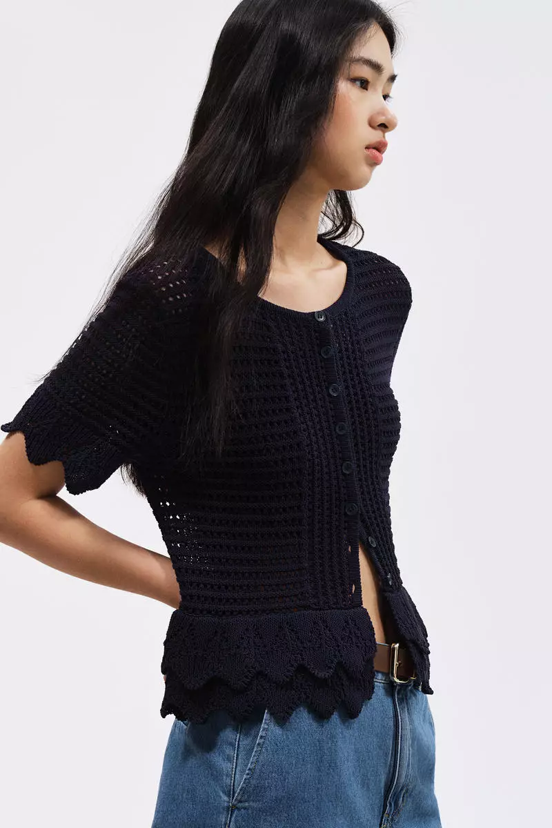 Crochet-look cardigan