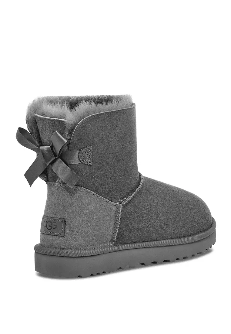 Grey Mini Uggs With Bow UGG MINI BAILEY BOW II VELVET STORMY GREY