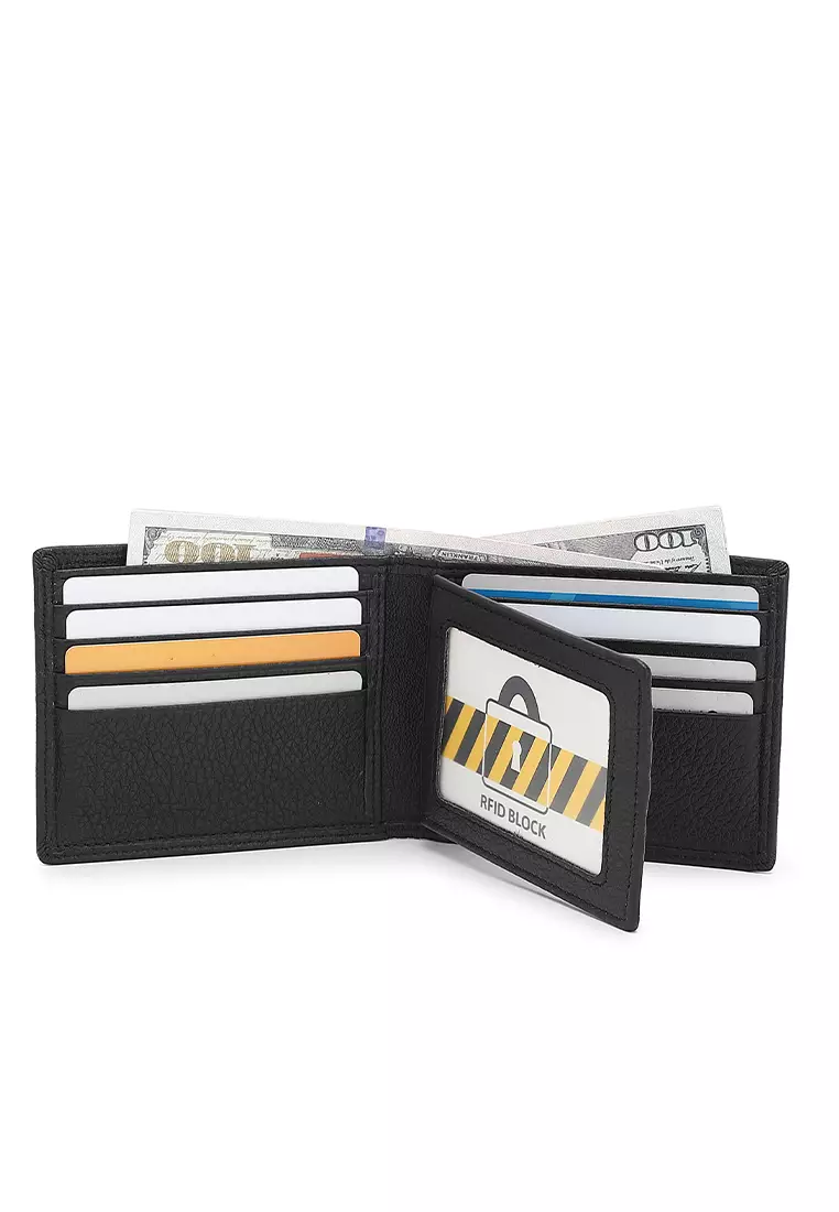 Genuine Leather RFID Short Wallet (真皮錢包) - 黑色