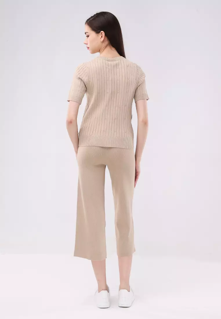 Knitted Short Sleeve Tops/Pants Terno