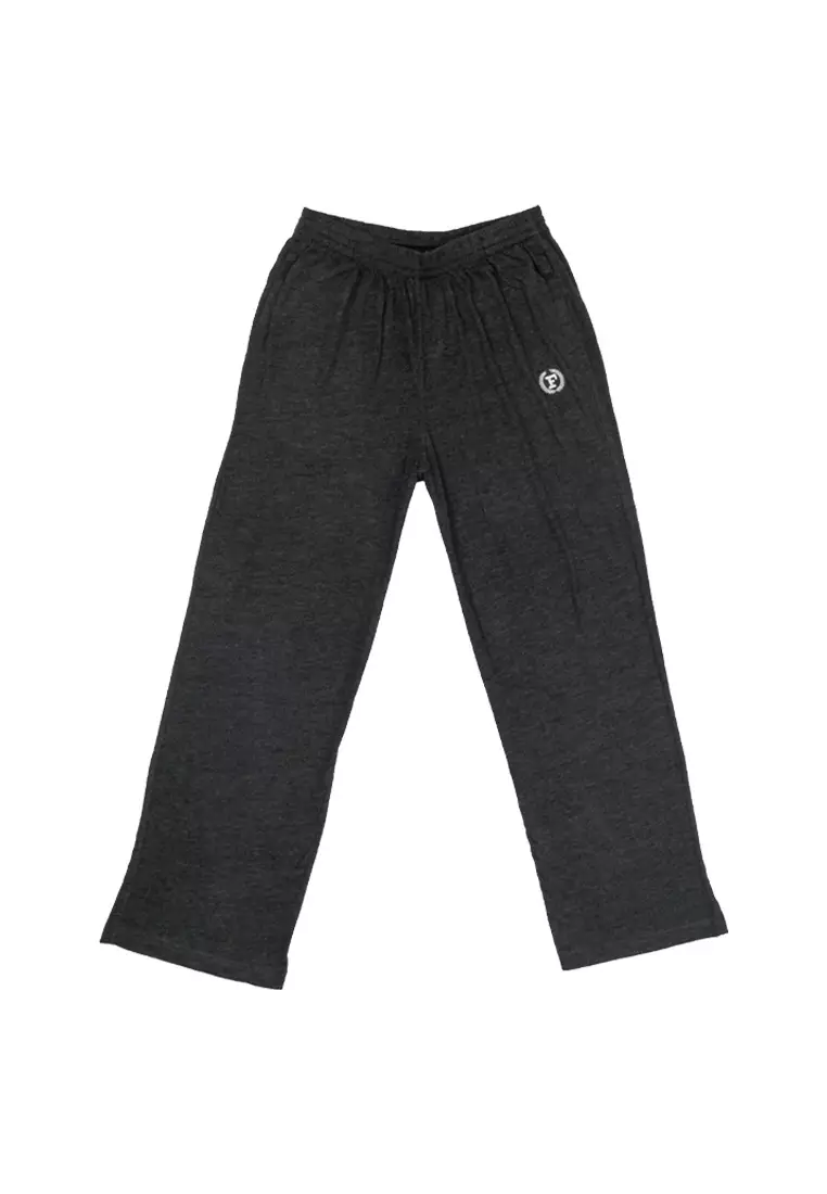 Plus Size Forest 100% Cotton Knitted Plain Long Pants - 10603-20DkMelGrey