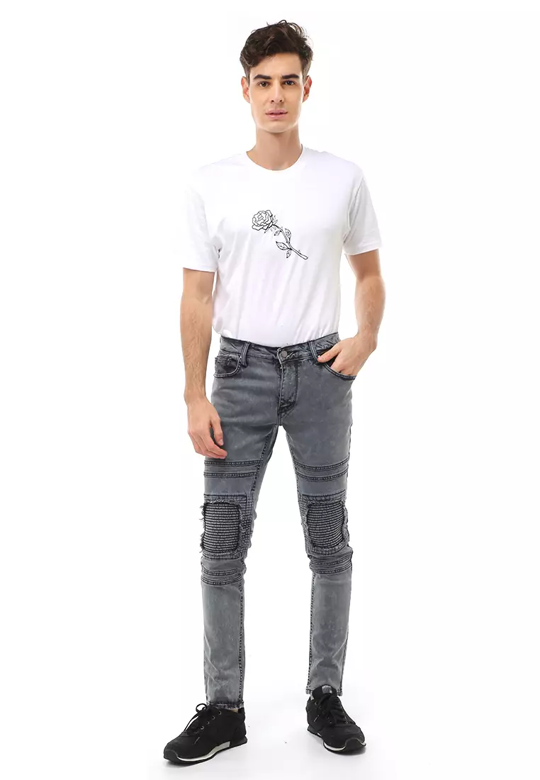 Locko Long Pants Celana Panjang Ripped Jeans Pria Material Denim ORIGINAL - Gray Acid