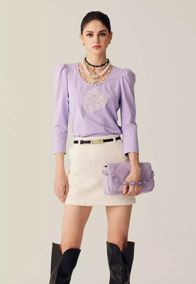 Puff Sleeve Heart Graphic Top