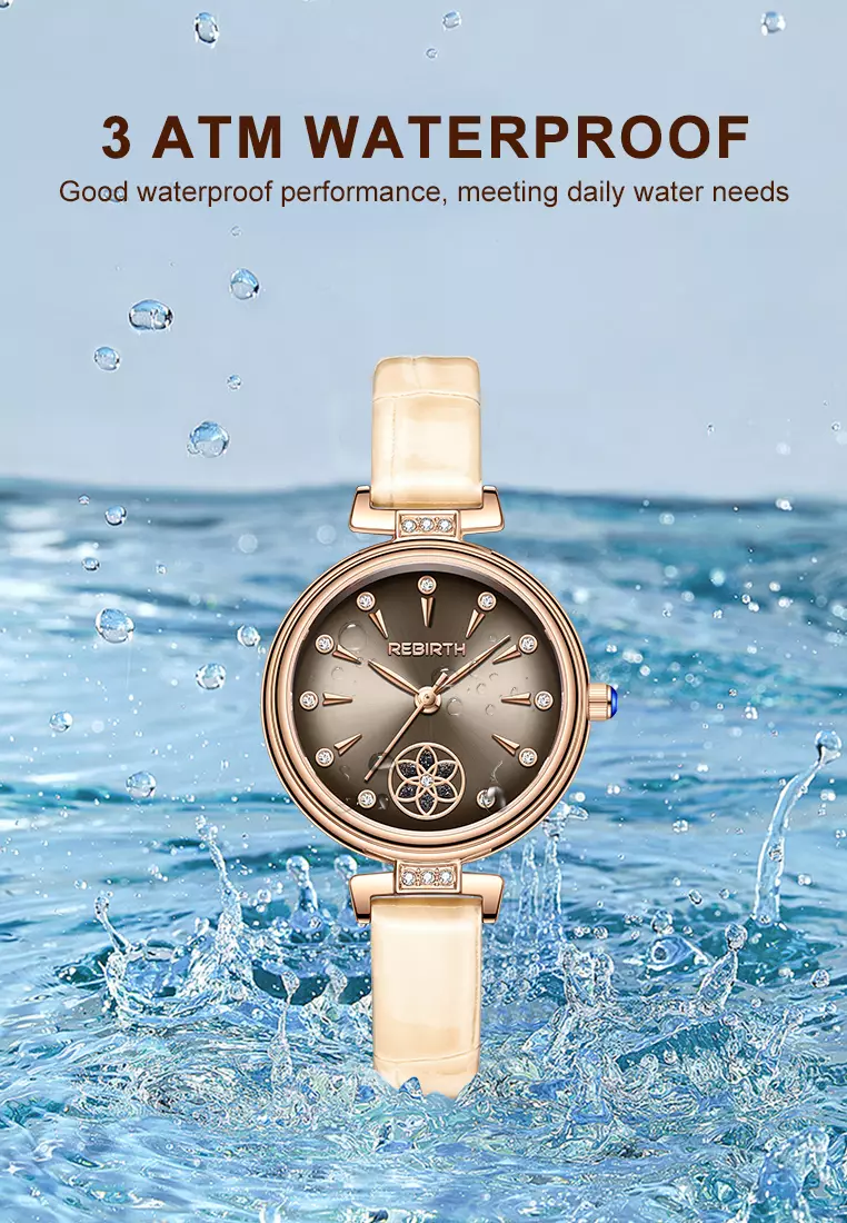 Jam Tangan Wanita Berlian Anggun Anti Air Kuarsa Tali Kulit Gaya Korea Jam Tangan Cewek