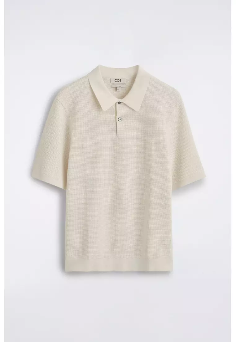 WAFFLE-KNIT COTTON POLO SHIRT
