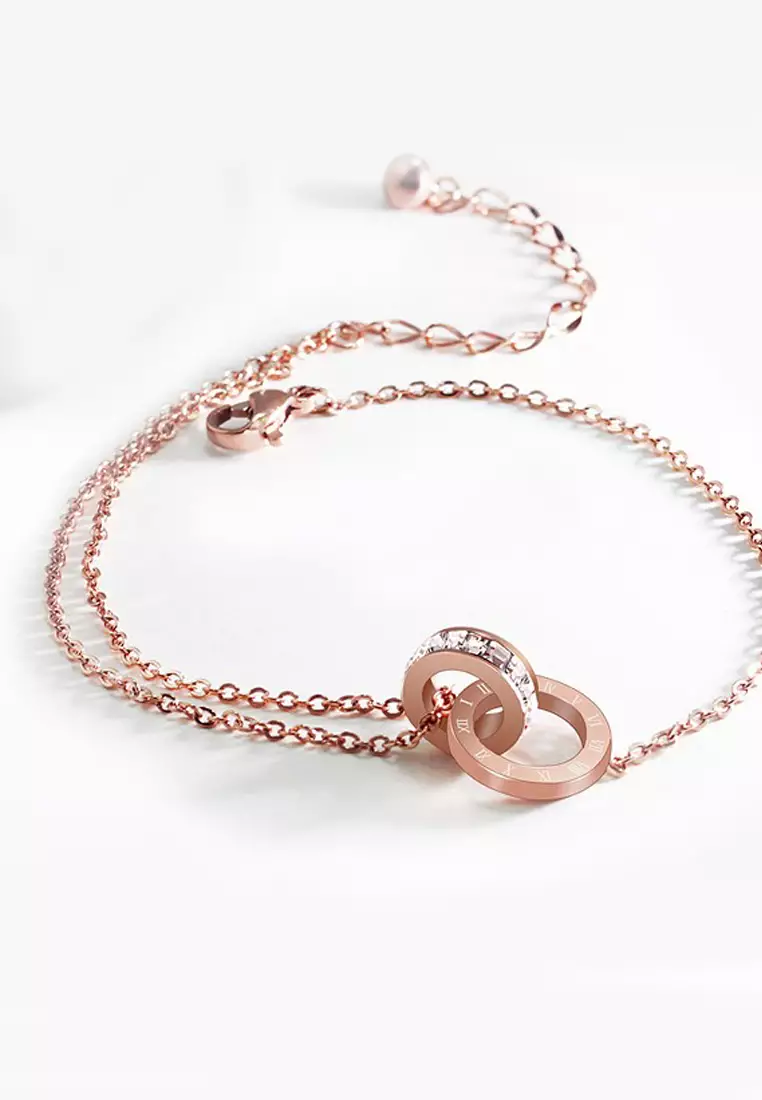 Athena Classic Interlocking Anklet in Rose Gold