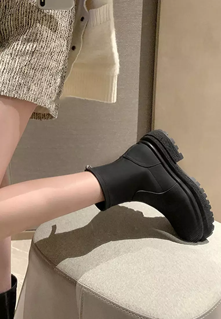 Elastic Microfiber Leather Zipper Boots QZ1938-9