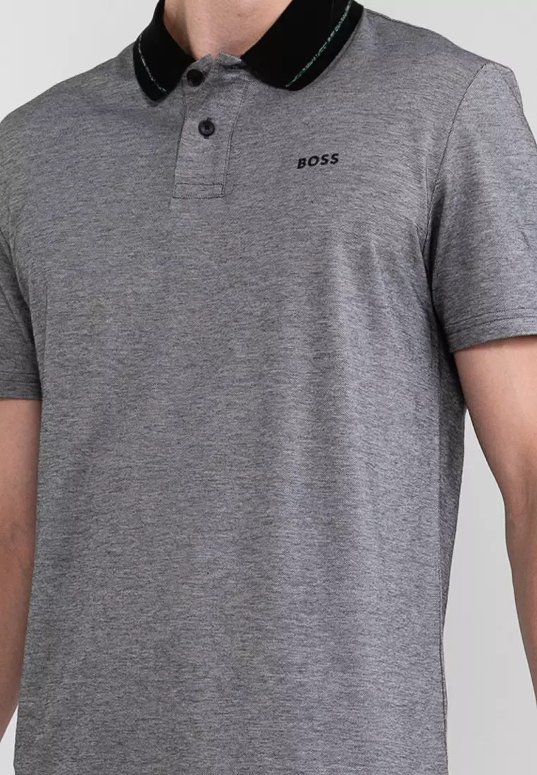 BOSS - Logo-embroidered polo shirt in Oxford cotton piqué