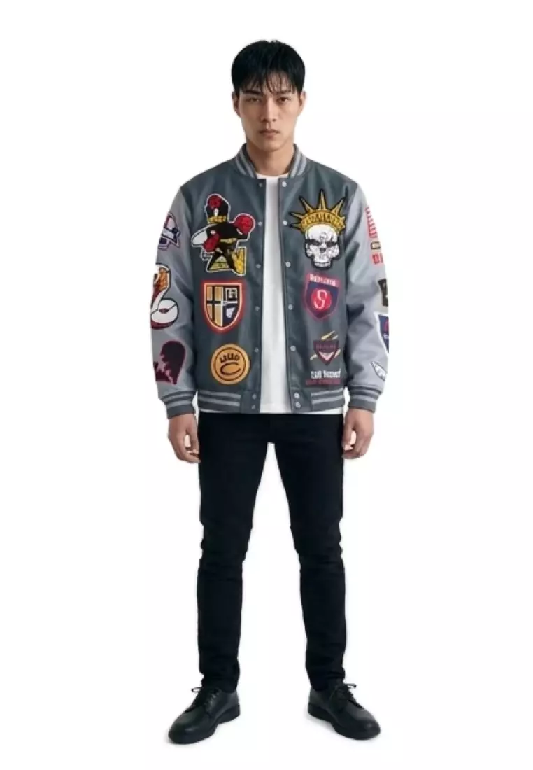 NYC Streetwear - Fearless Varsity Jacket - Grey
