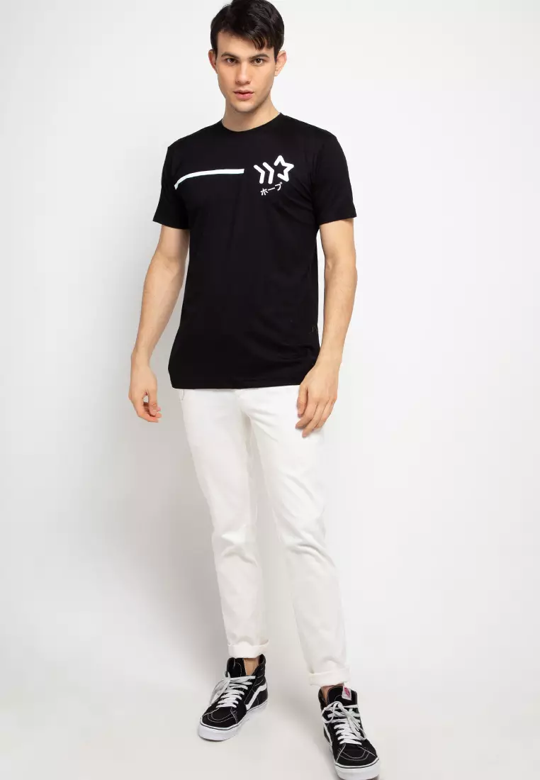Nade NT314 Line Star Logo Hitam Kaos anti kusut Pria