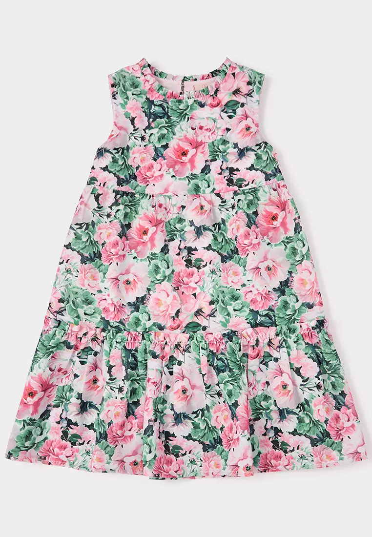 Lily Floral Print Dress and Knitted Cardigan Set