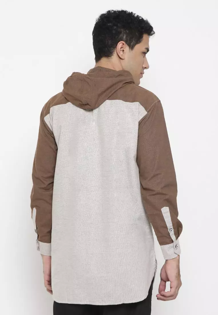 Zayidan Baju Koko Gamis Muslim Pria Zafri Hoodie - Cream