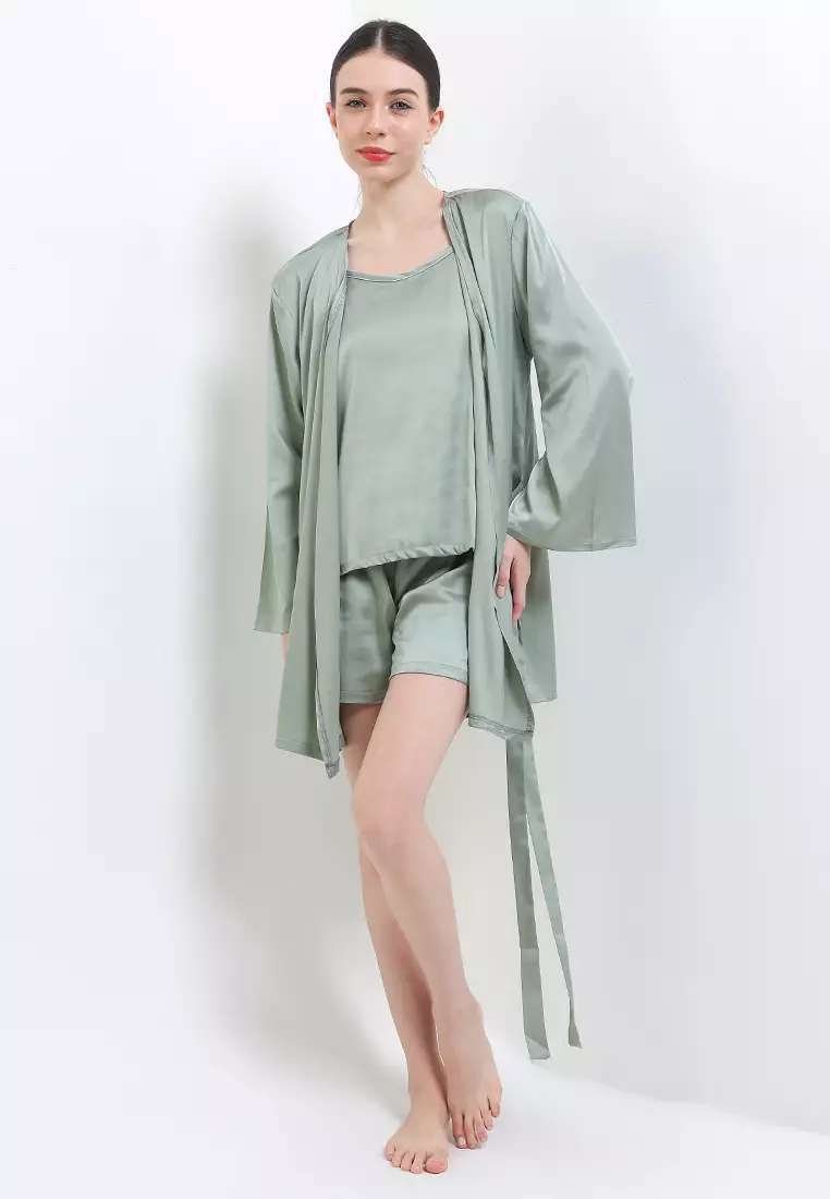 Kimono Satin Silk Set Seksi Sexy Hot Pants Tanktop Sleepwear