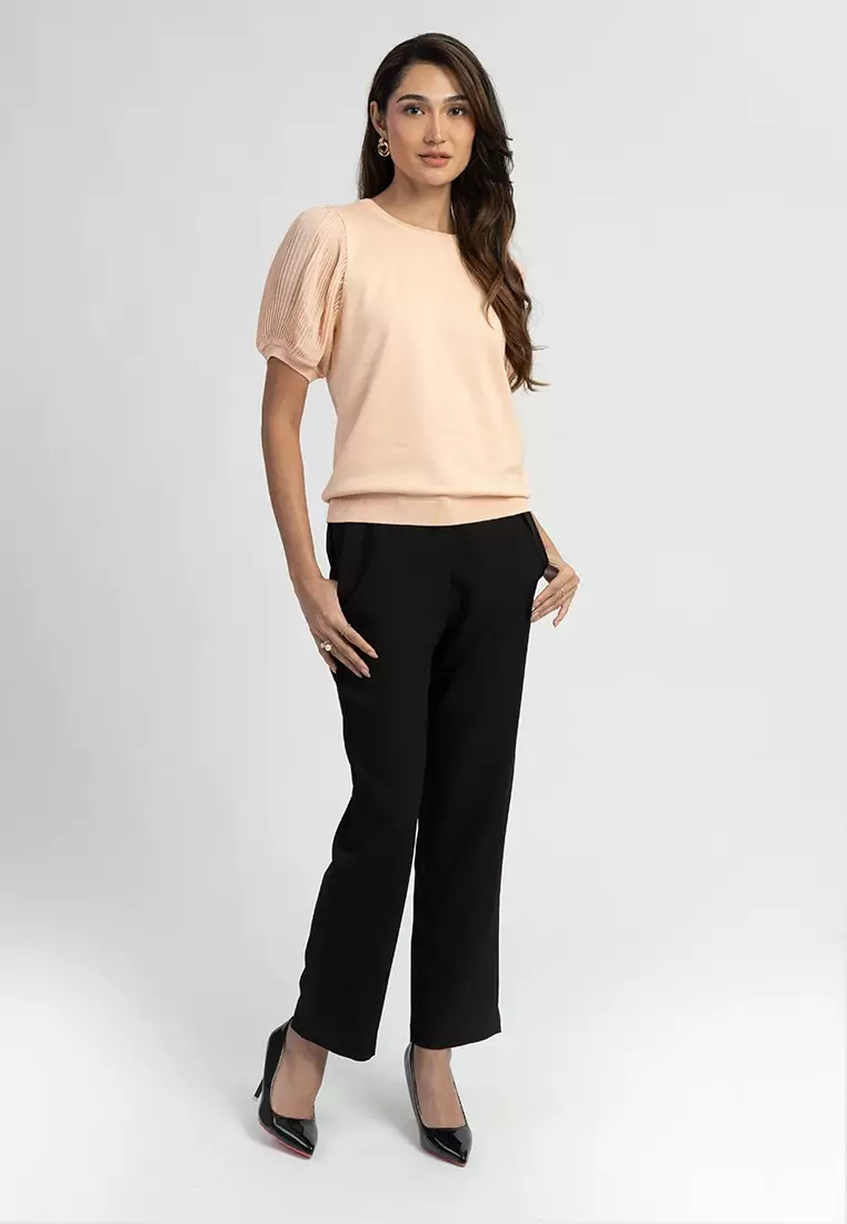 Amber Knit Blouse with Puff Sleeves