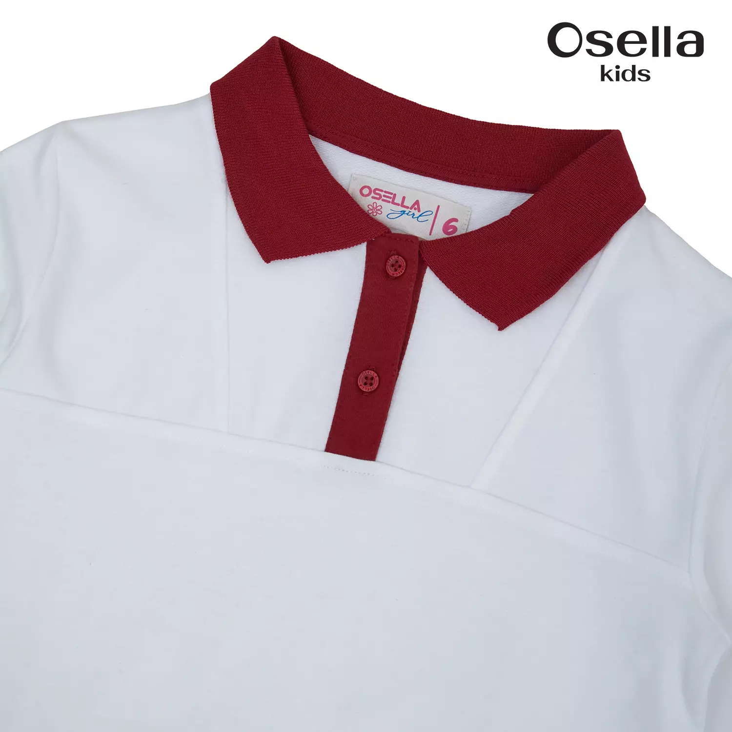 Osella Collared Sweatshirt In Red And White Color Combination 2312500101 | Sweater Anak Perempuan