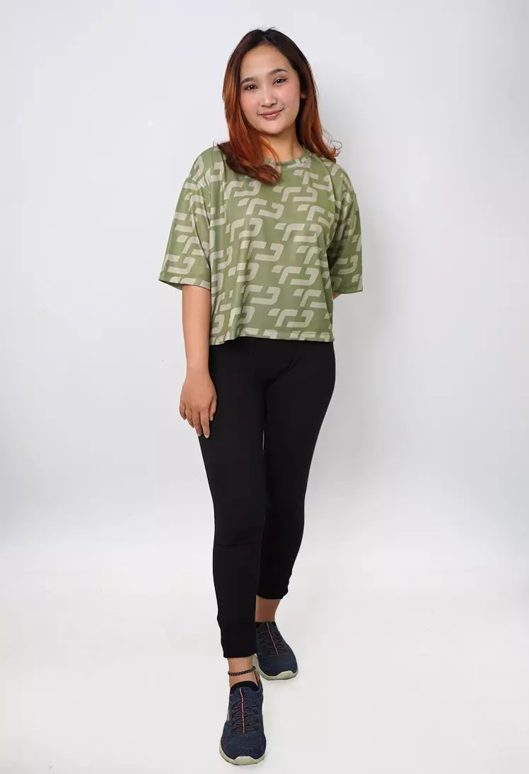 LSB25 baju olahraga wanita army crop top fit to xxl big size korean style aerobic zumba poundfit