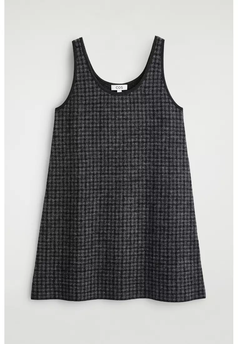 CHECKED BOILED-WOOL MINI DRESS