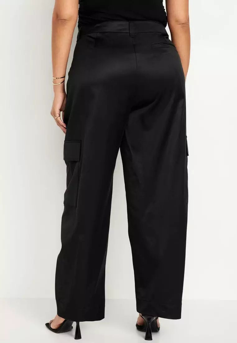 Extra-High Waisted Cargo Barrel Wide-Leg Pants