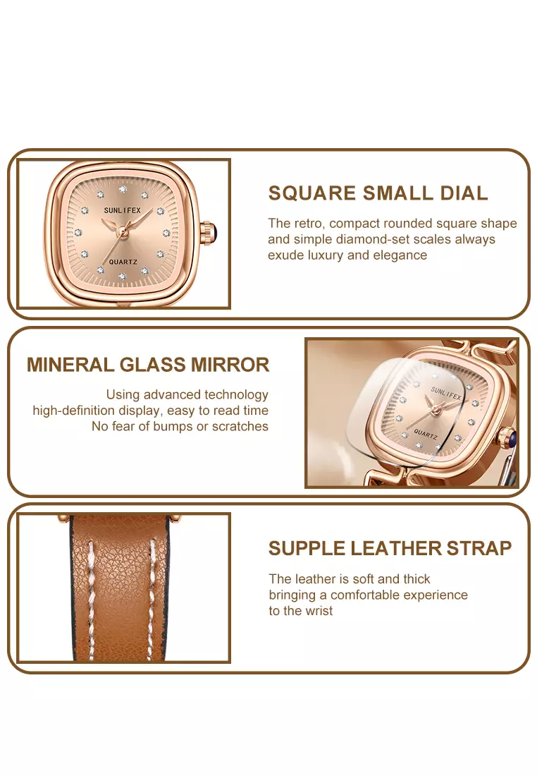 Jam Tangan Wanita Original Korea Retro Anggun Kuarsa Berlian Jam Tangan Cewek 5996 brown