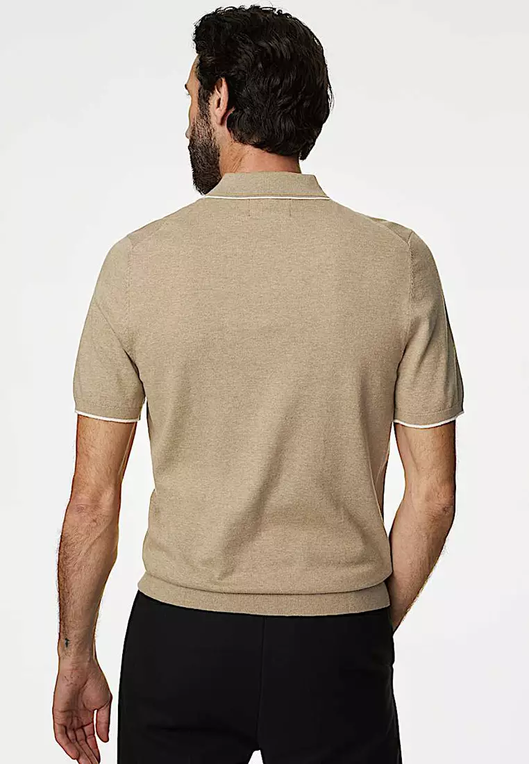 Cotton Rich Short Sleeve Knitted Polo Shirt