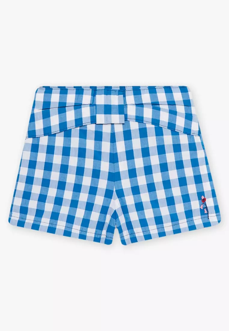 Buy Sergent Major Blue checkered shorts in satin 2024 Online