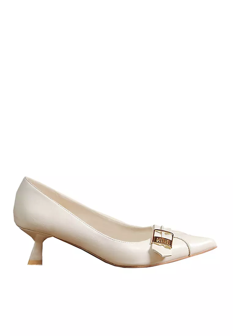 White low heel sale pumps