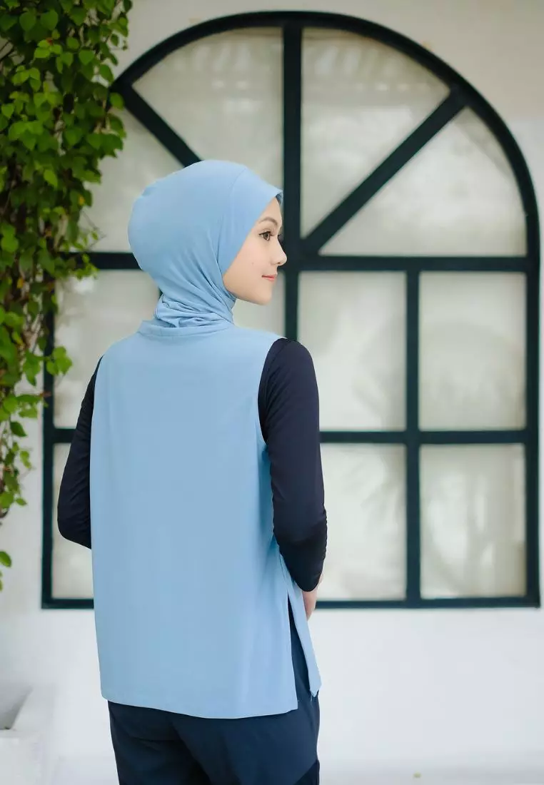 Farina Hijab Outer Dusty Blue - Hijab Olahraga
