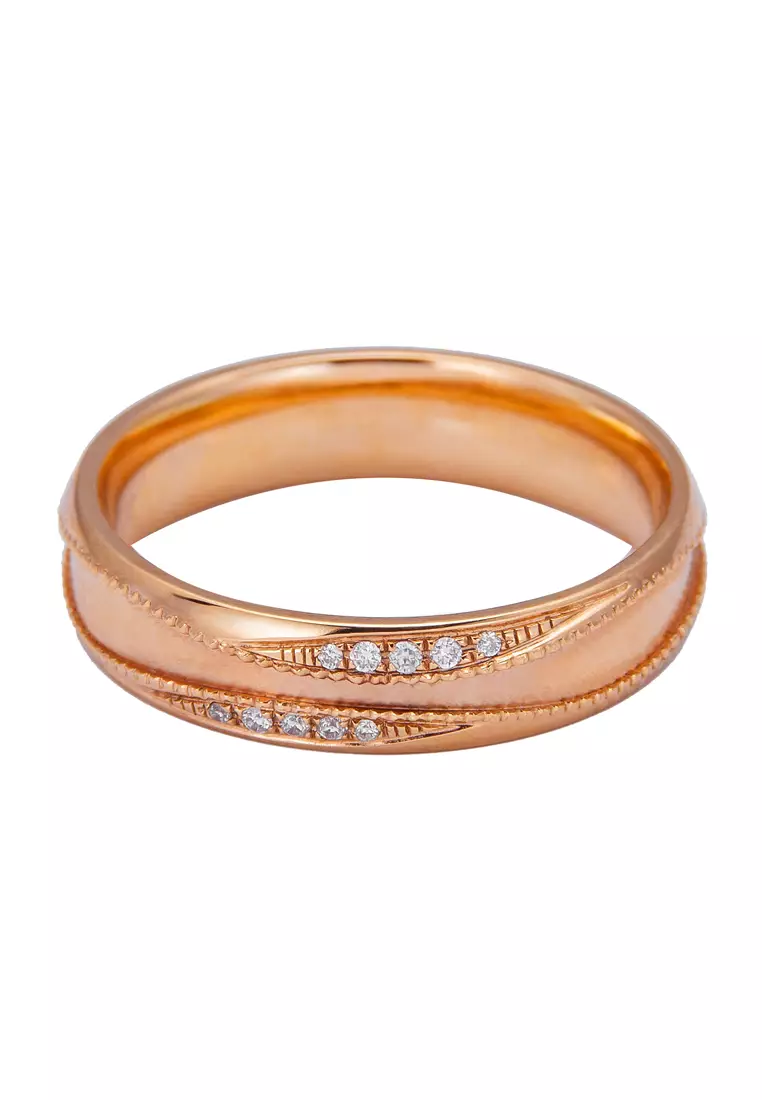 LITZ 18K玫瑰金戒指 YF-CNC-QL022G