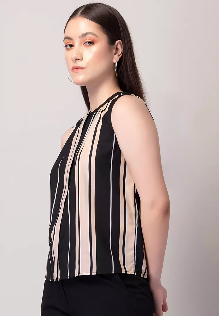 Black Striped Sleeveless Top
