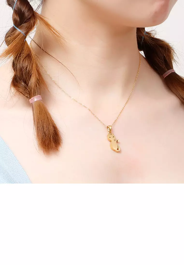 Jual Glamorousky Simple and Cute Plated Gold Cat 316L Stainless