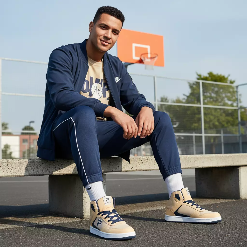 PAULMAY - Sepatu Sneakers Pria Lisbon High - Wheat Navy