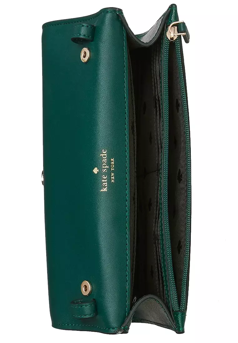 Kate Spade Perry Saffiano Leather Green Bean Crossbody Bag K8709