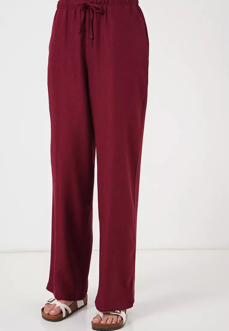 Wide Leg Linen-Look Trousers