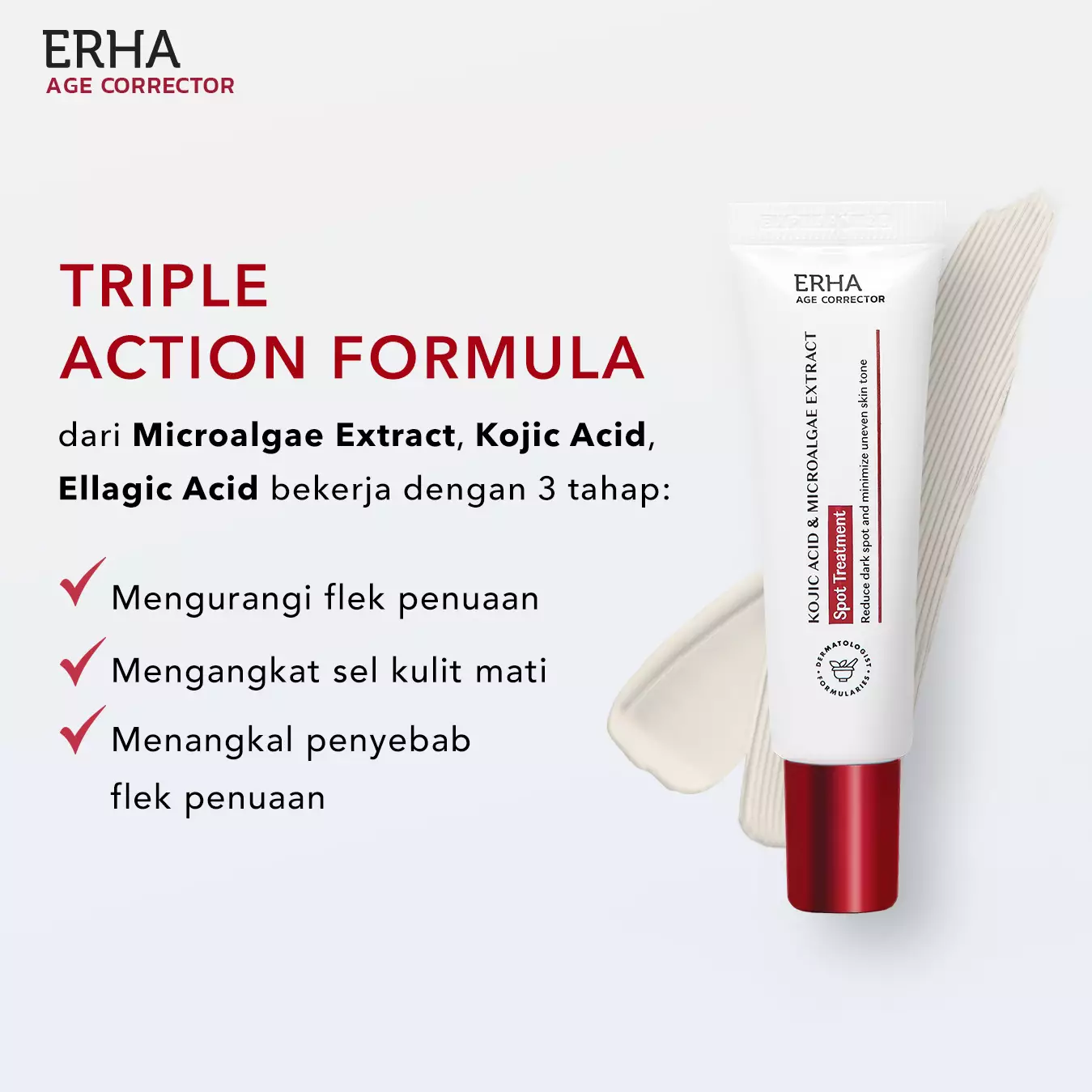 ERHA Age Corrector Kojic Acid & Microalgae Extract Spot Treatment 15g - Krim Untuk Flek Hitam | Dark Spot | Hiperpigmentasi | Bintik Hitam | Bekas Jerawat | Noda Hitam | Ratakan Warna Kulit
