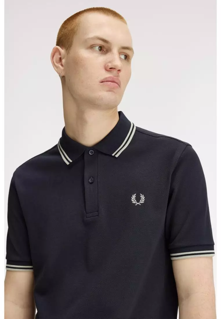 Fred Perry M3600 Twin Tipped Fred Perry Shirt (Navy / Seagrass / Seagrass)