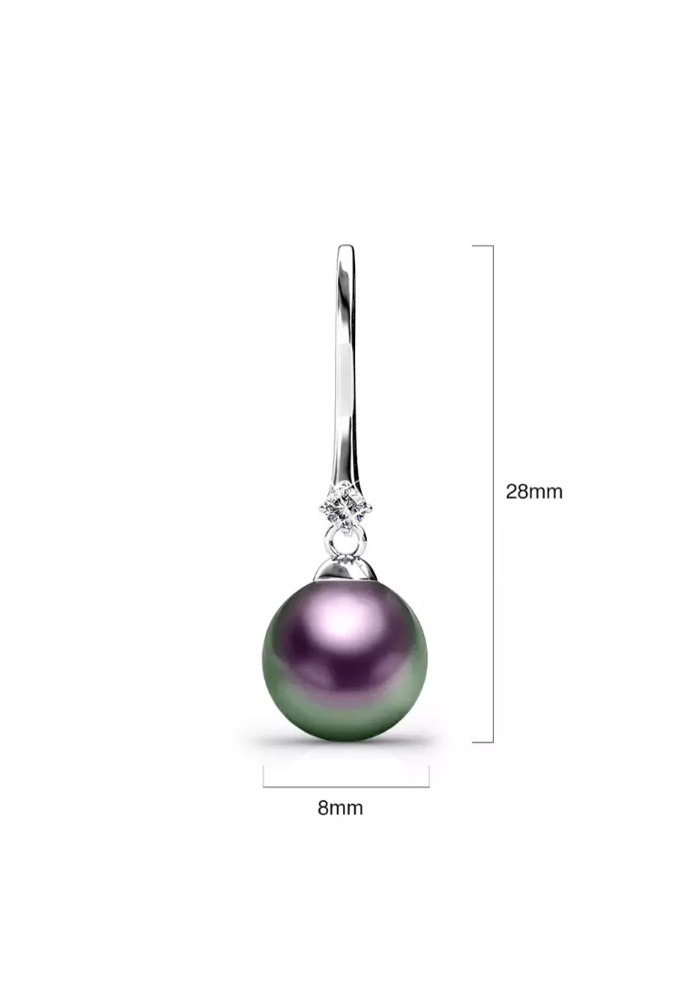 Magnificent Pearl Hook Earrings Embellished with SWAROVSKI Crystal Iridescent Purple Pearls