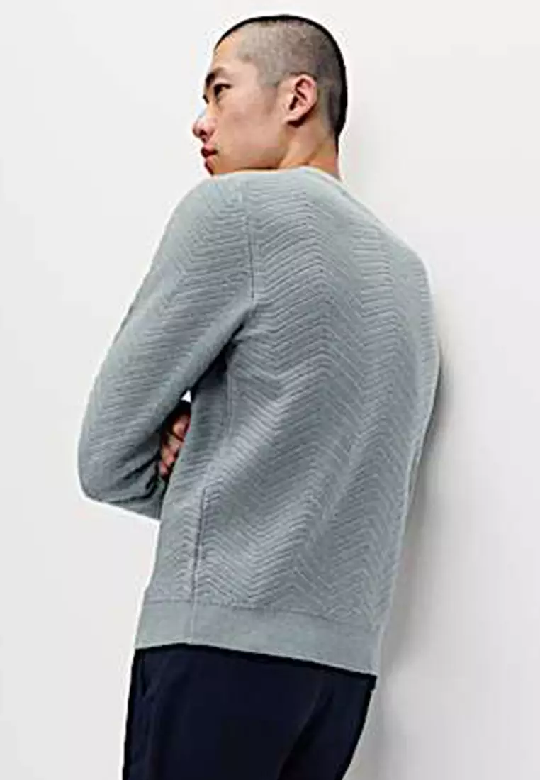 Cotton Blend Herringbone Crew neck Jumper