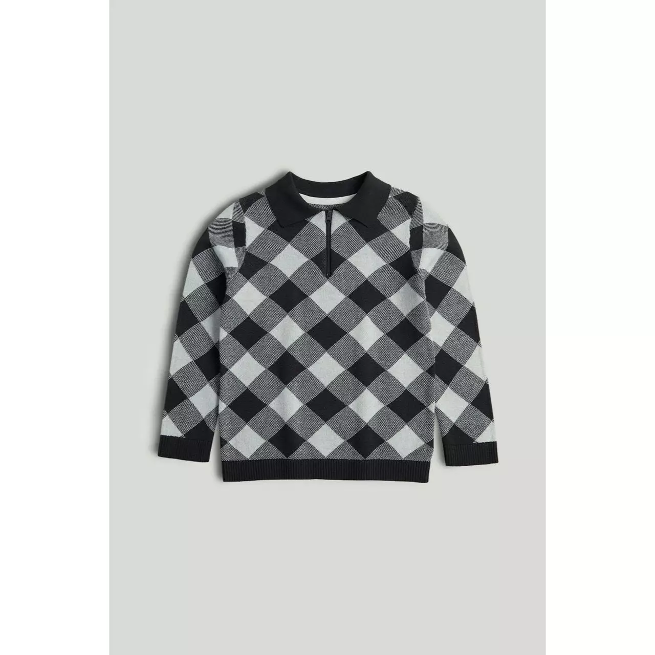 Mothercare Checked Knitted Polo Shirt - Baju Polo Anak Laki-laki (Hitam)