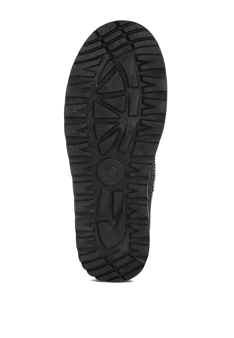 London Rag Black Embroidered Platform Fur Classic Slip-On 2026 | Buy ...