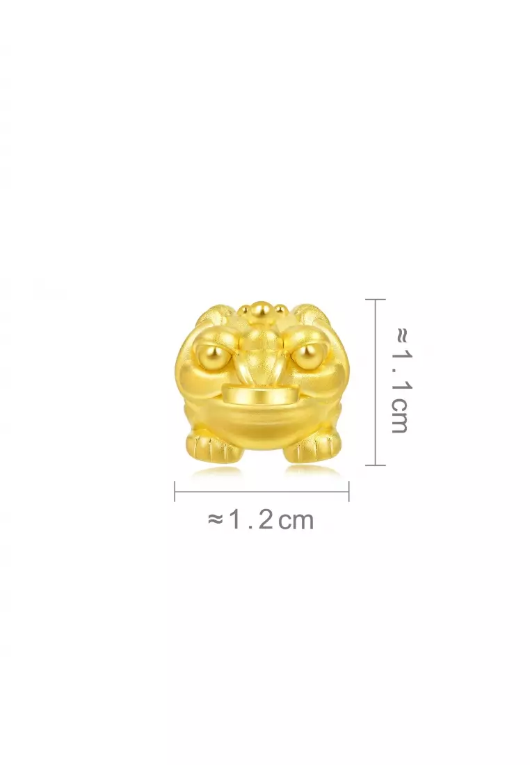 999 24K Solid Gold Three-Legged Toad Blessings Charm 90020C (Bracelet not included)