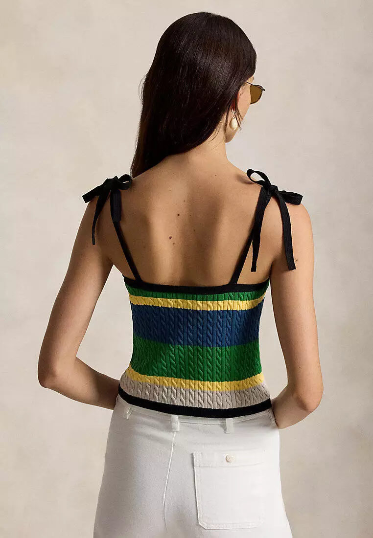 Color-Blocked Cable-Knit Tank Top