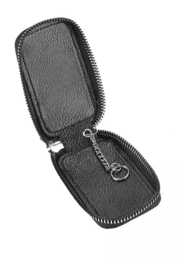 Pierre Cardin Dompet Gantungan Kunci Key Chain Kulit Leather Ring Holder Pouch 0111429201BLA