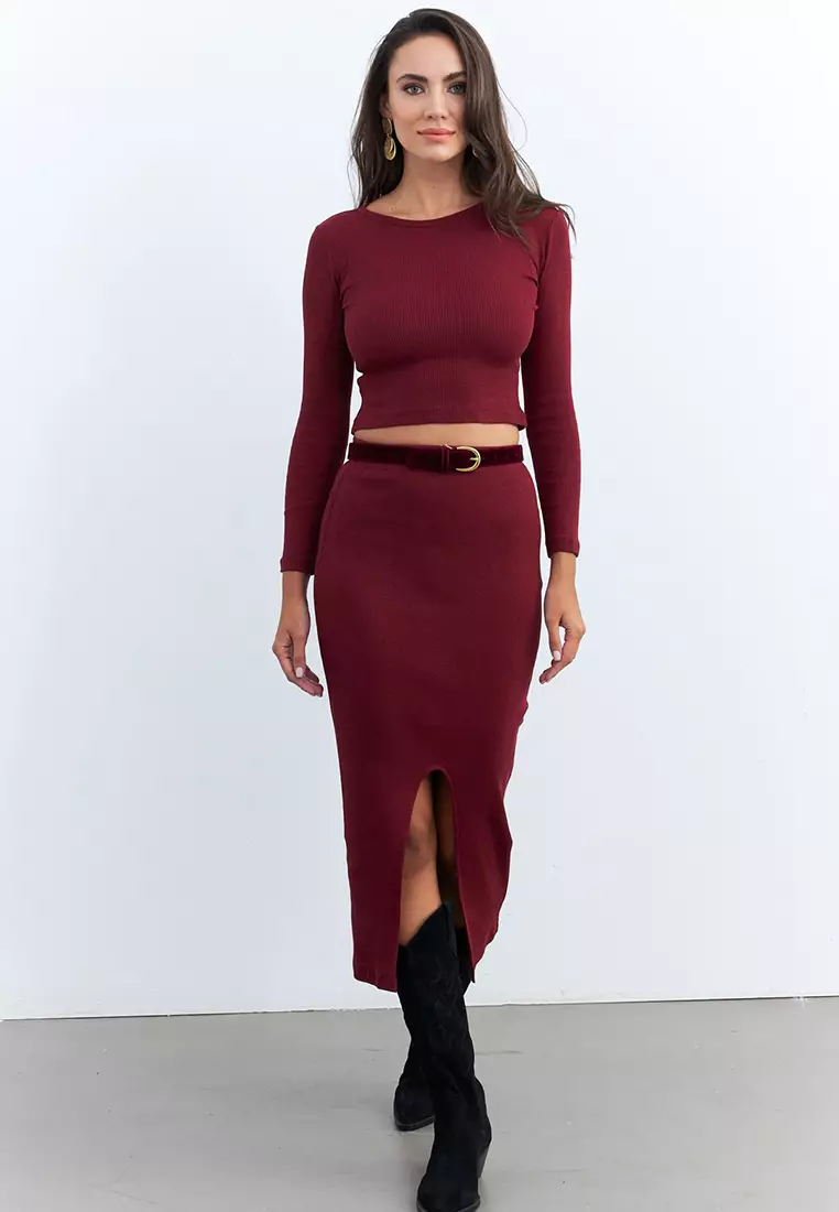 Crop Top & Split Skirt Set