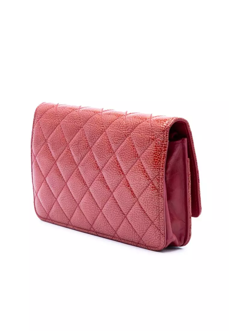 Pre-Loved Chanel Paris Dallas Cc Quilted Patent Goatskin Wallet On Chain