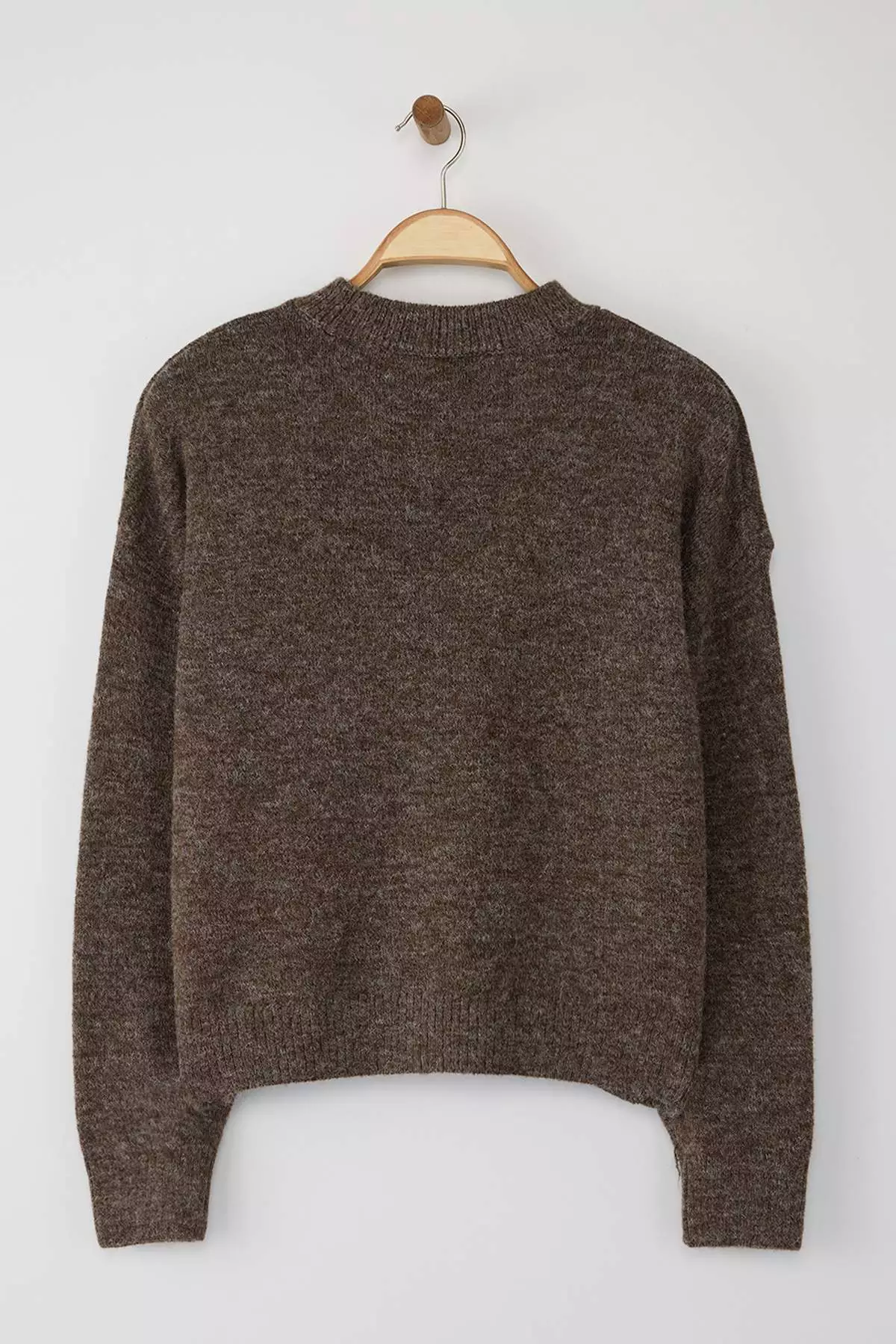 Mink Alpaca Wool Blended Premium/Special Yarn Wide Fit Basic Knitwear Sweater