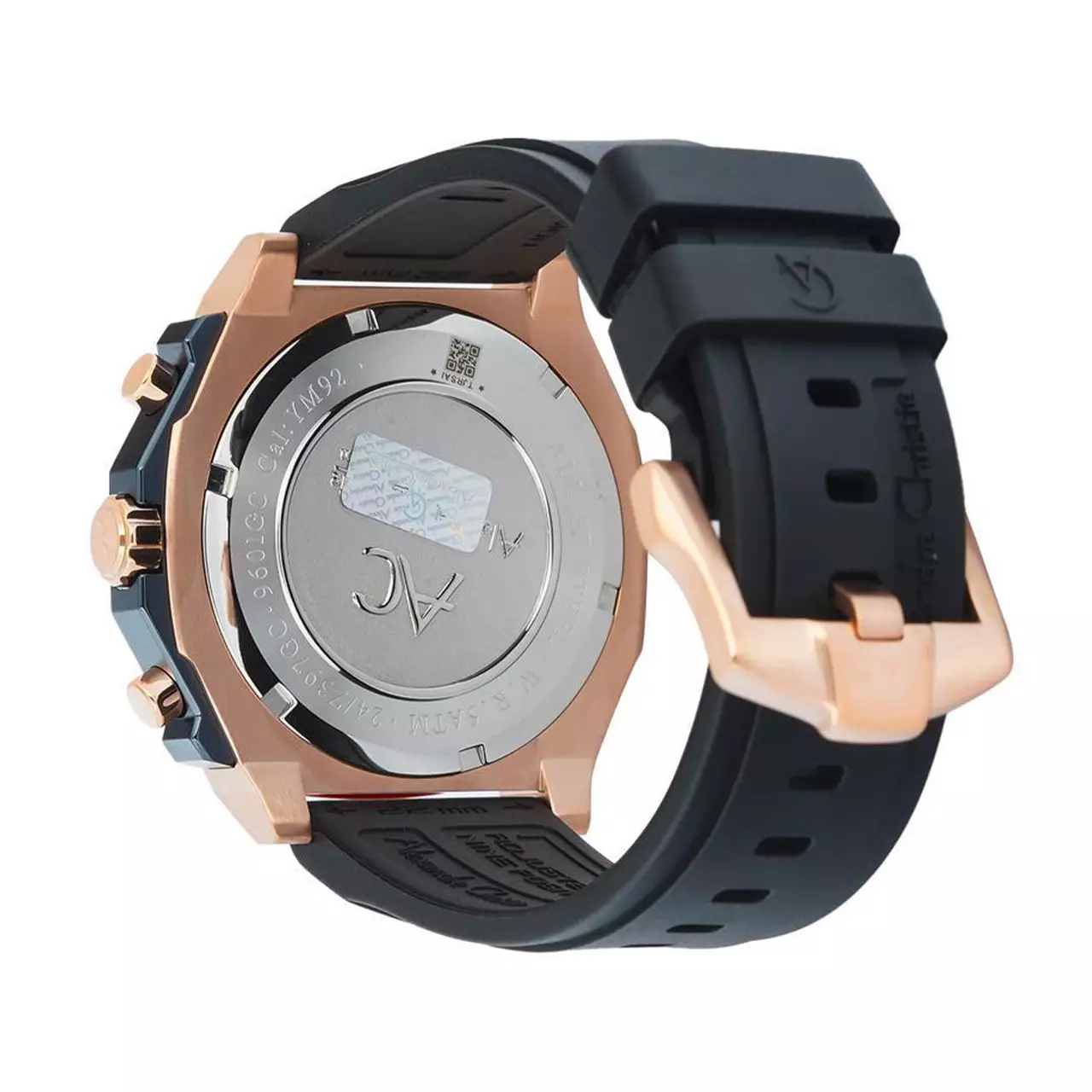 Alexandre Christie Jam Tangan Pria - Black Rosegold Blue - Rubber - 9601 GCRURBA