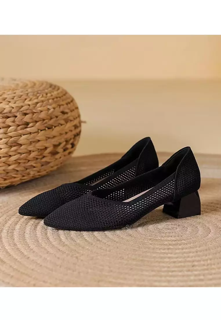 4CM Pointy Hollowed Flyknit Pumps XSN6818