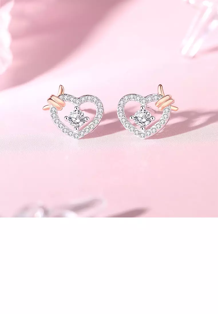 Buy Glamorousky 925 Sterling Silver Simple Sweet Knotted Heart Stud