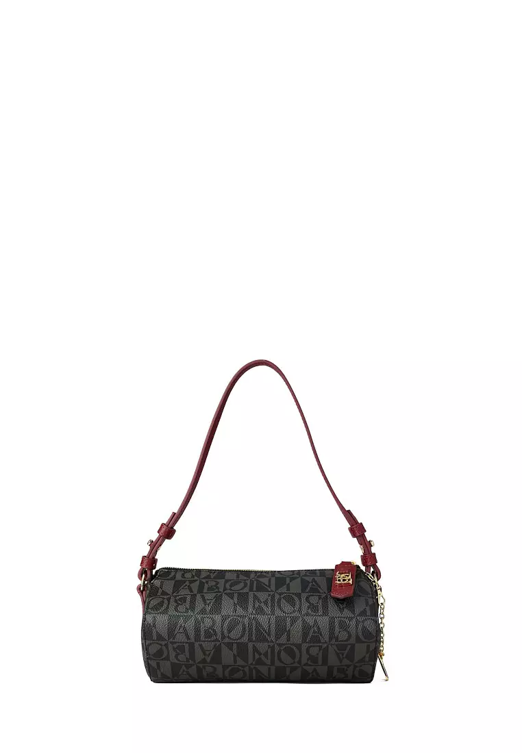 Ornella Monogram Black/Red Small Shoulder Bag